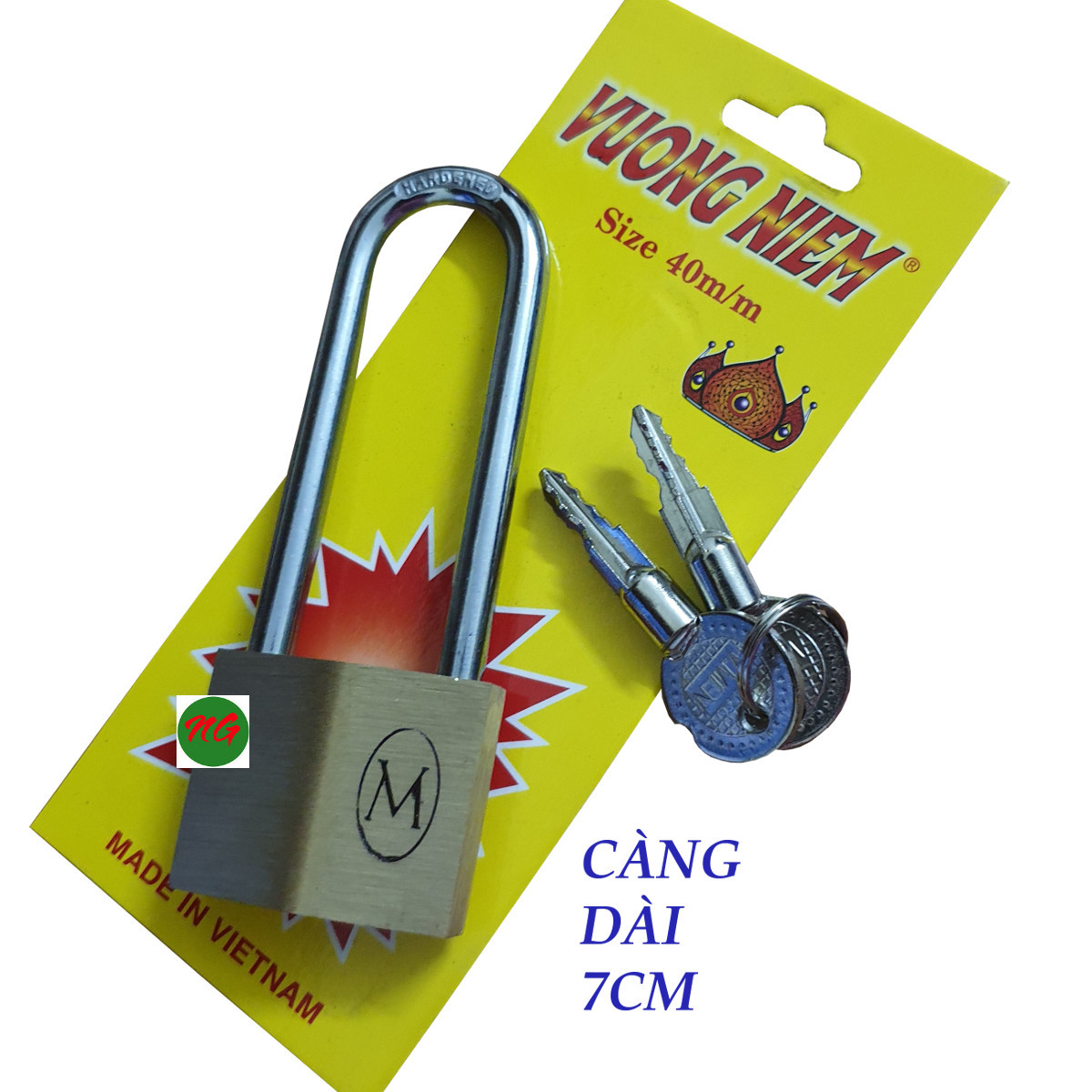 Ổ khóa cửa thân 4cm càng dài 7cm Vương Miện