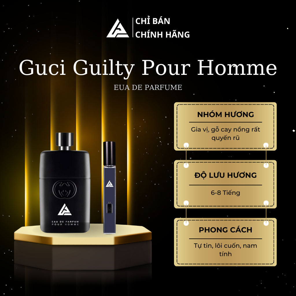 [Auth] Nước hoa nam chiết Guci Guilty Pour Homme EDP chính hãng mùi hương thơm lâu, nam tính, thanh lịch, tinh tế