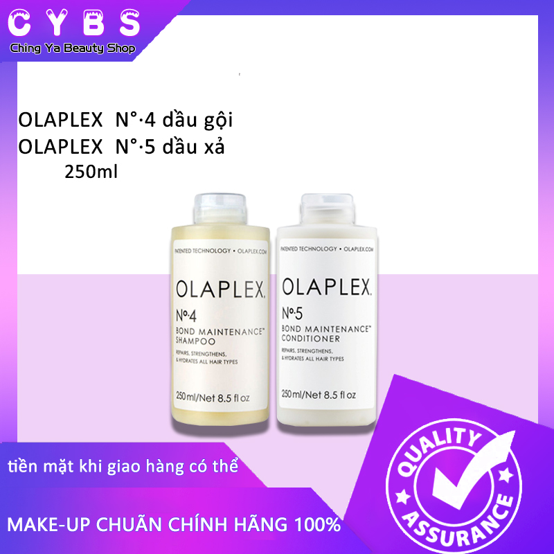 Dầu gội xả Olaplex No4 + No5 250ml Phù hợp cho tóc tẩy nhuộm, yếu, nhũn nátCặp dầu gội xả Olaplex cao cấp phục hồi hàn gắn liên kết tóc N°·4 N°·5 bổ sung dưỡng chất, độ ẩm cho tóc