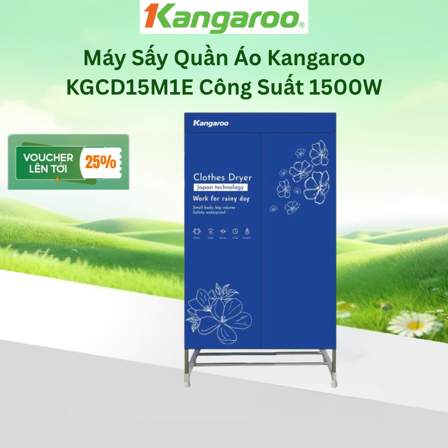 [SP MỚI]  Máy Sấy Quần Áo Kangaroo KGCD15M1E Công Suất Cao 1500W Tối Đa 20 KG Quần Áo/Lần