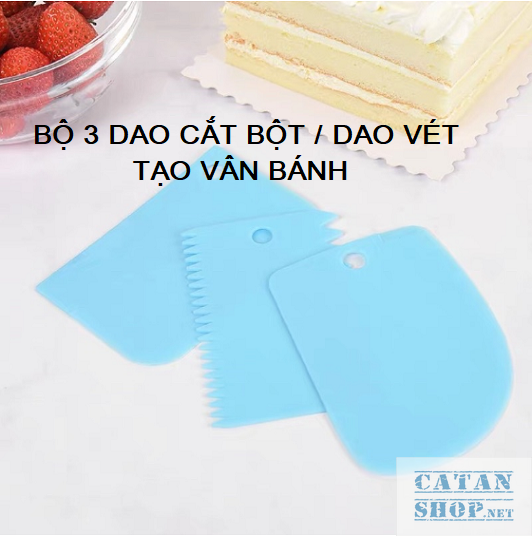 Bộ 3 dụng cụ cắt bột chà láng vét bột Dụng cụ làm bánh trang trí bánh