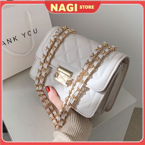 Túi xách nữ đeo chéo phối xích đeo chéo đeo vai khóa gài nagi store tx81