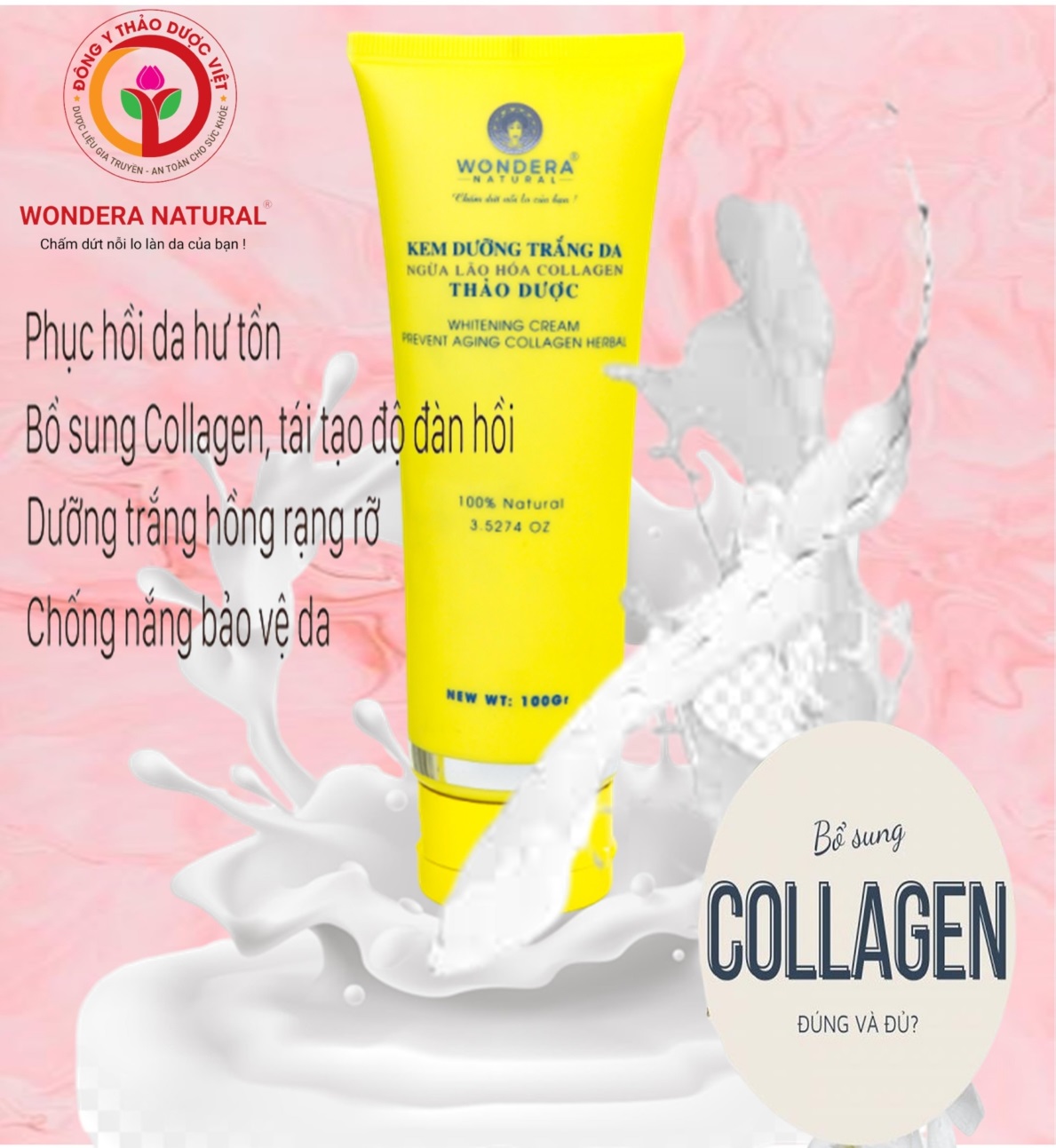 Kem dưỡng trắng da ngừa lão hóa collagen thảo dược 100g