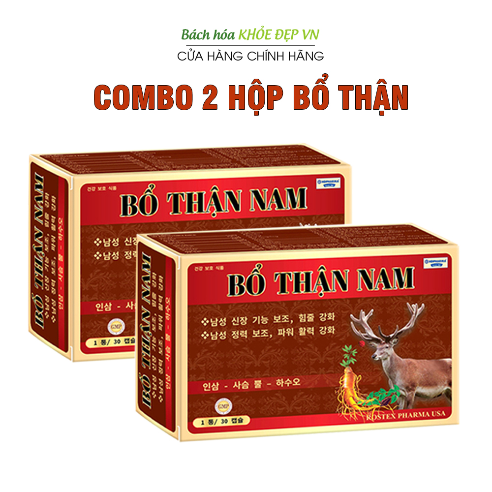  Combo 2 hộp Viên uống tăng cường sinh lý nam Bổ Thận Nam bổ thận tráng dương mạnh gân cốt - Hộp 30 viên thành phần thảo dược 