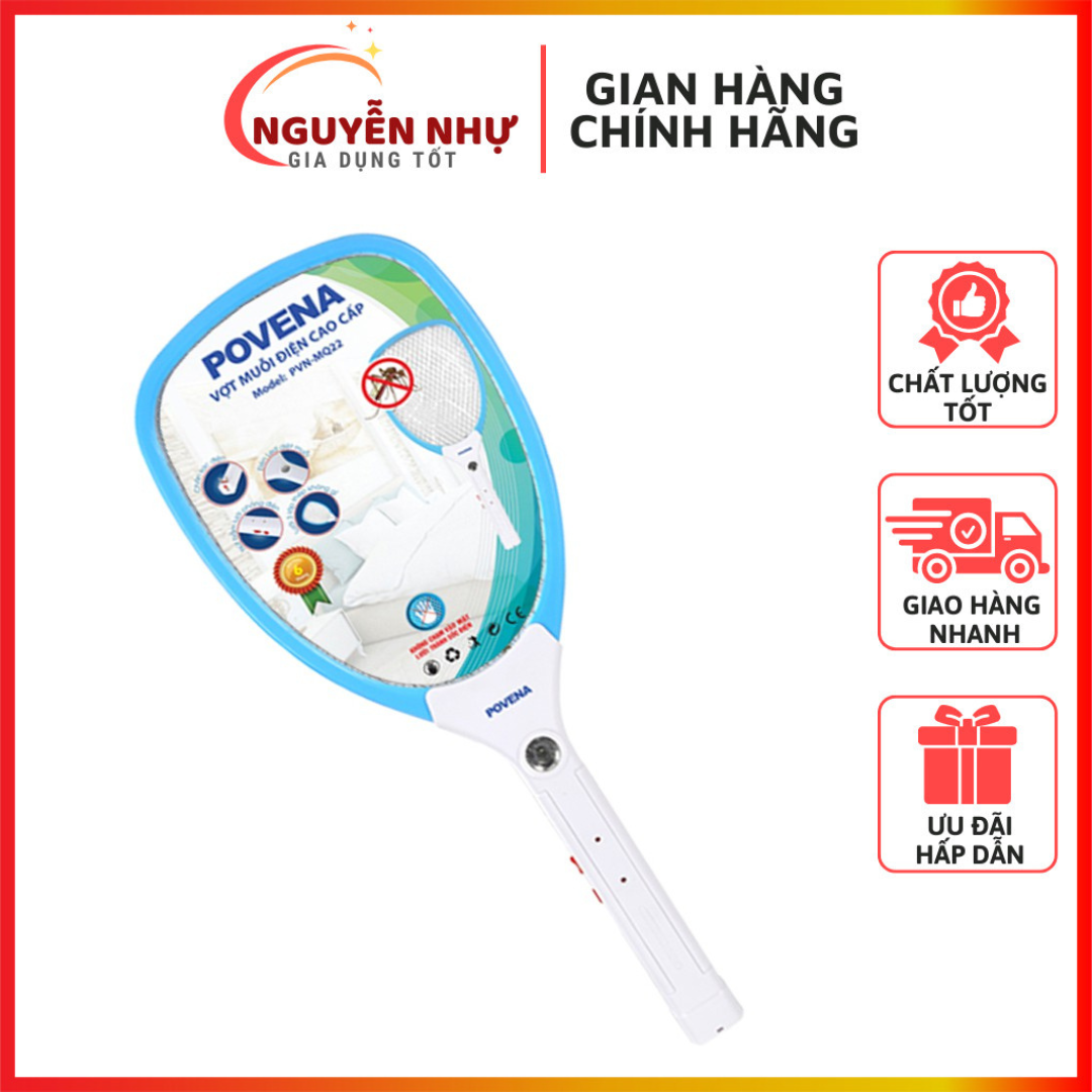 Vợt Muỗi Điện Cao Cấp Povena PVN-MQ22 - Bảo Hành Chính Hãng