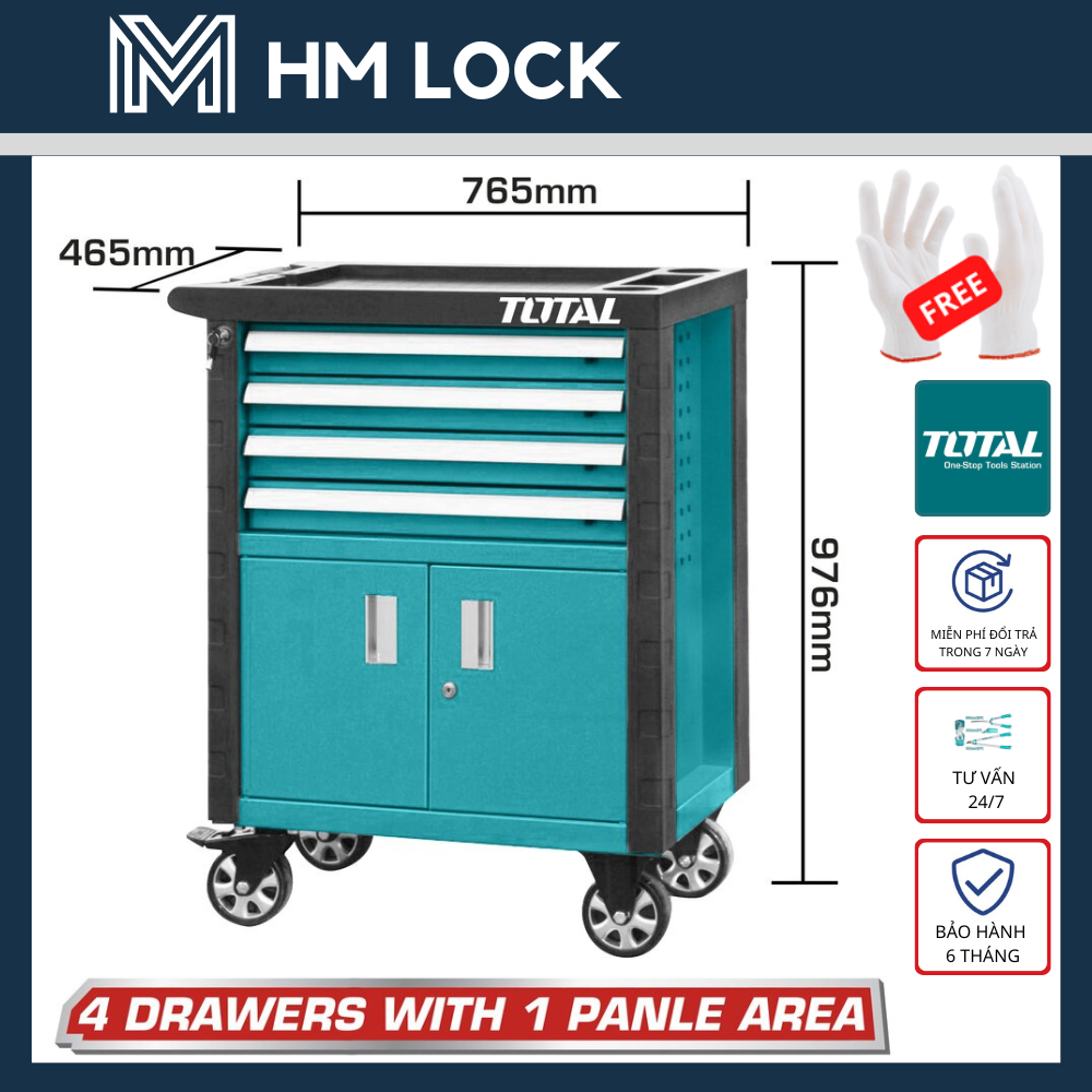Tủ kéo đựng công cụ 4 ngăn total - hàng chính hãng - thrc01041