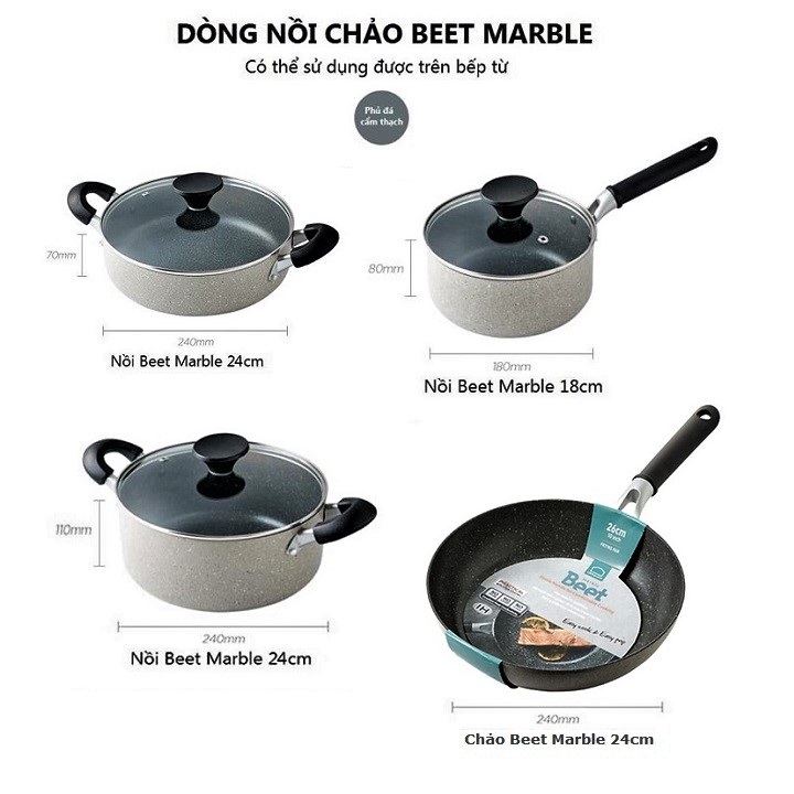 Nồi chảo vân đá lock&lock xài bếp từ - nồi chảo vân đá lock&lock