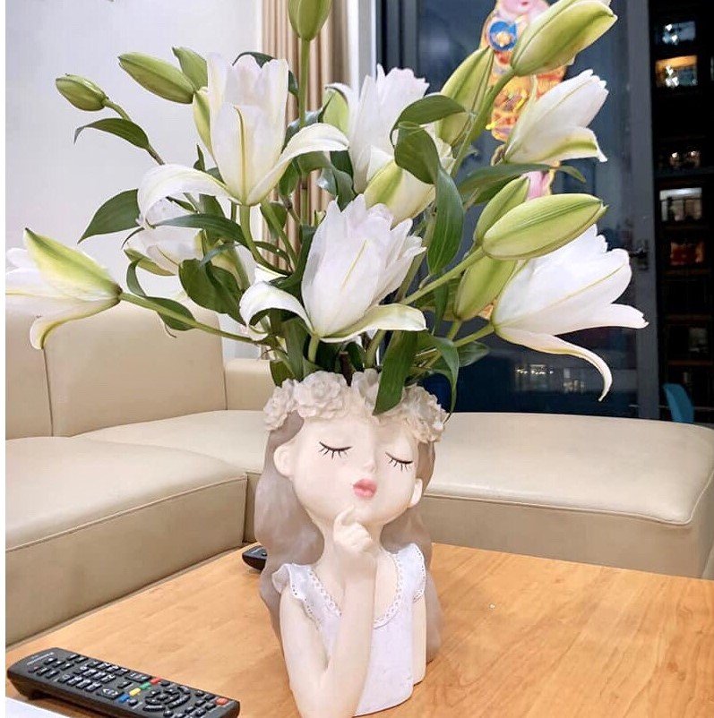 [ẢNH THẬT] Bình cắm hoa cách điệu hình cô gái tượng decor cao cấp phong cách Bắc Âu để bàn trang trí nhà cửa