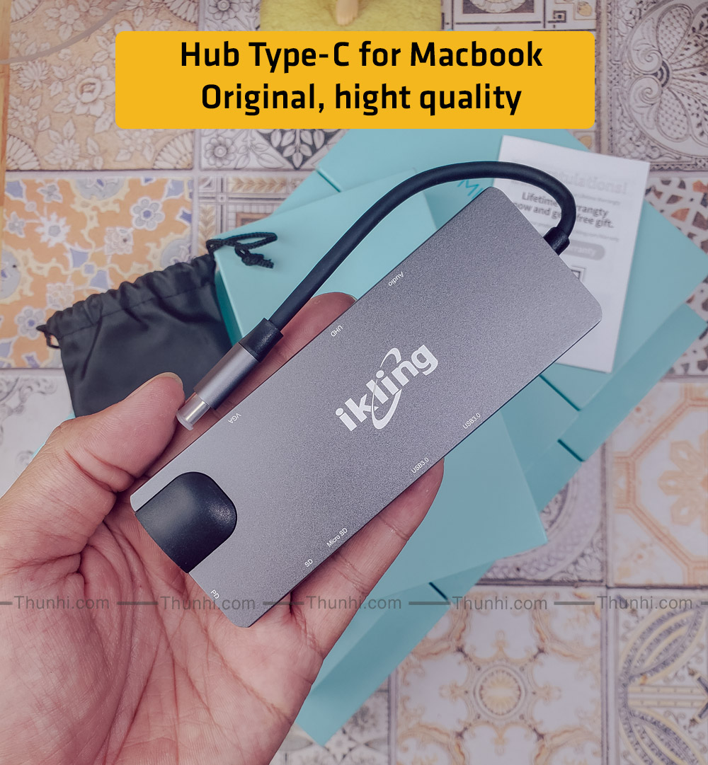 Hub cho macbook, hub Type-C ikling 9 cổng, hàng chất lượng cao