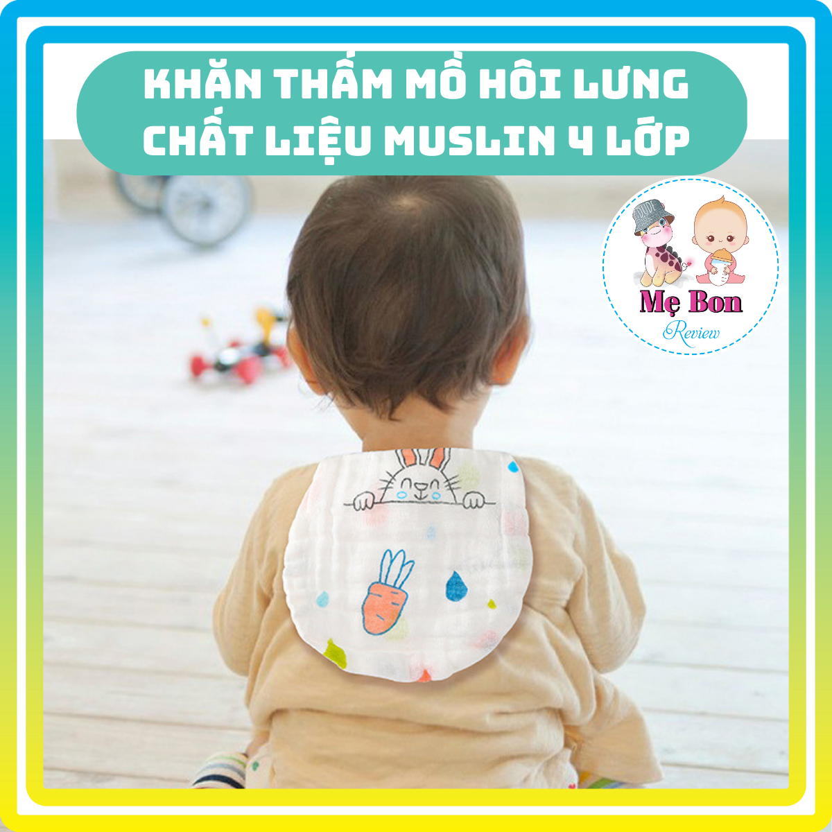 Miếng lót thấm mồ hôi lưng cho bé 4 lớp Muslin mềm mại, tiện lợi  kích thước 21*31cm