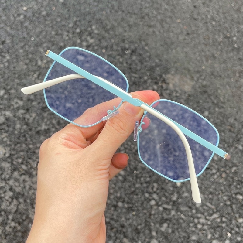 Gọng kính cận vuông xanh trắng cao cấp