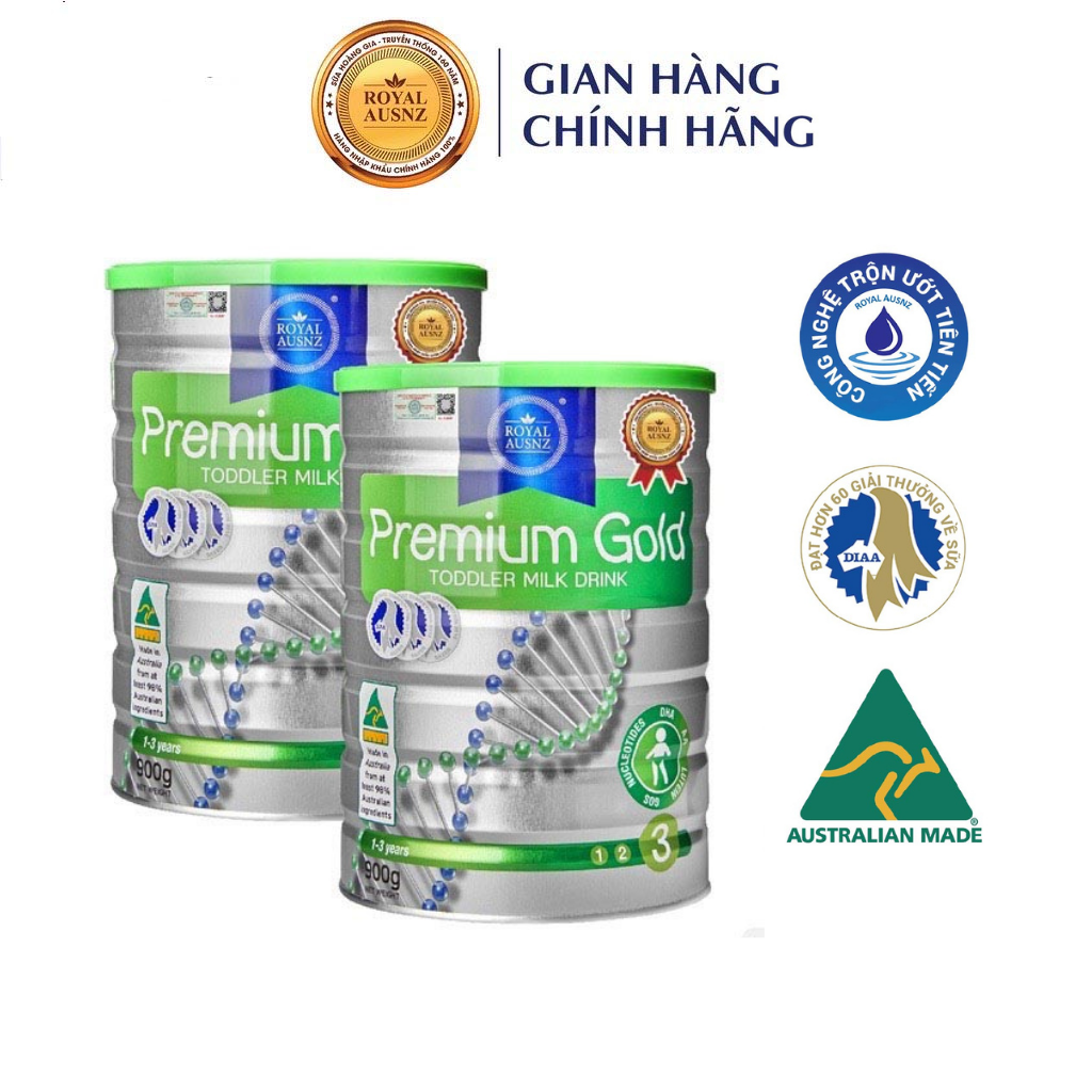 Combo 2 Sữa Bột Hoàng Gia Úc Premium Gold Số 3 Bổ Sung Vitamin, Khoáng Chất Cho Trẻ ROYAL AUSNZ 900g