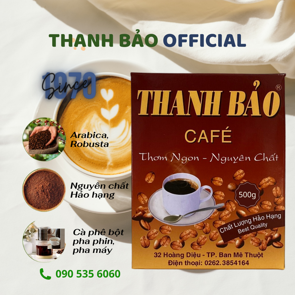 Cà phê bột THANH BẢO - Hộp 500g - Đặc sản Buôn Ma Thuột
