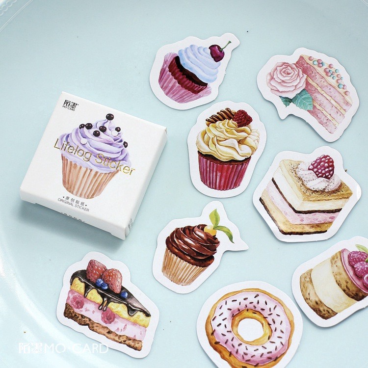 Bộ 45 hình dán sticker hình bánh ngọt trang trí sổ tay DIY