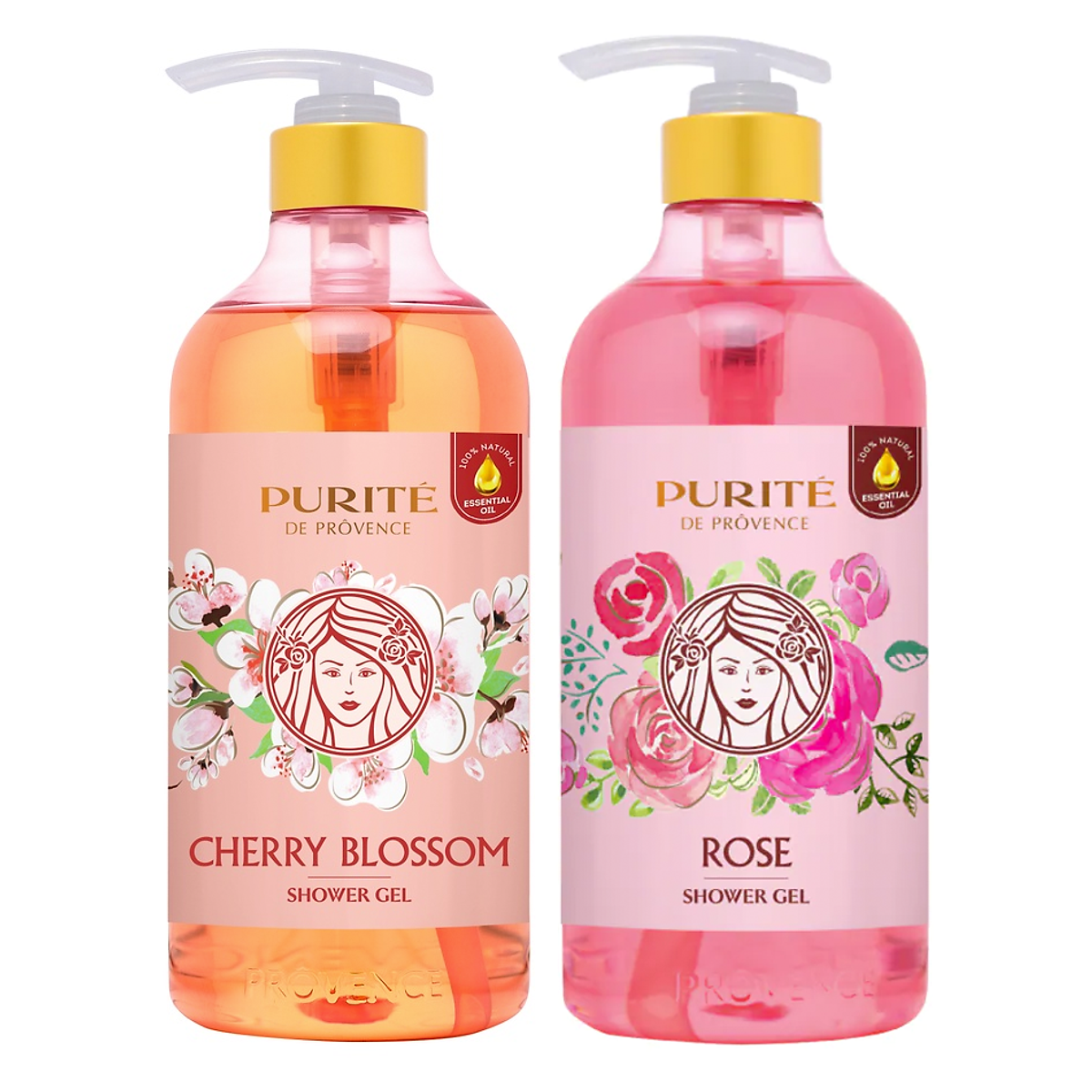 [HCM] Sữa Tắm Purite De Provence Hương Nước Hoa 850ml - Hoa Anh Đào / Hoa Hồng