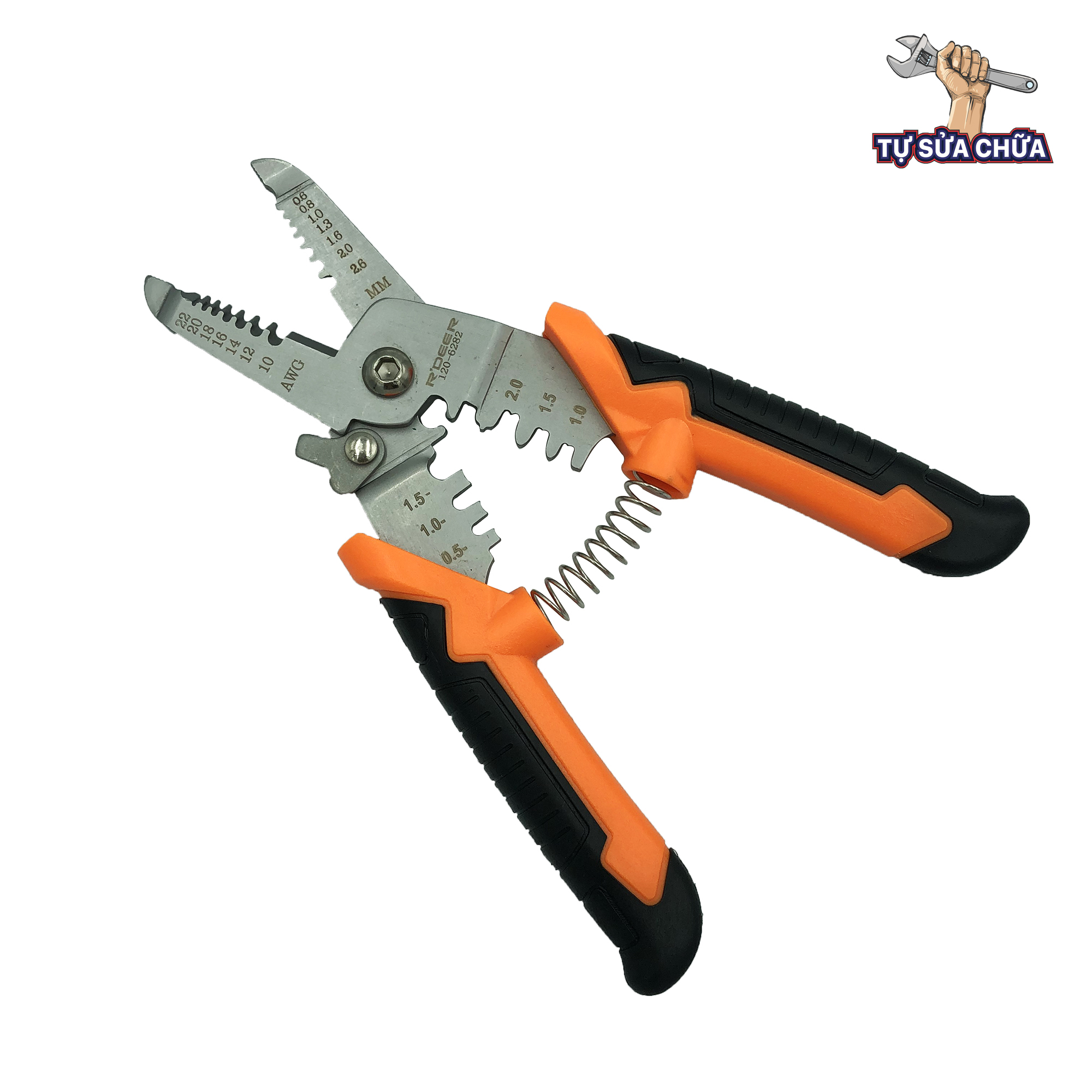 Kìm cắt tuốt dây điện bấm cos đa năng 3 trong 1 r'deer 120-6282