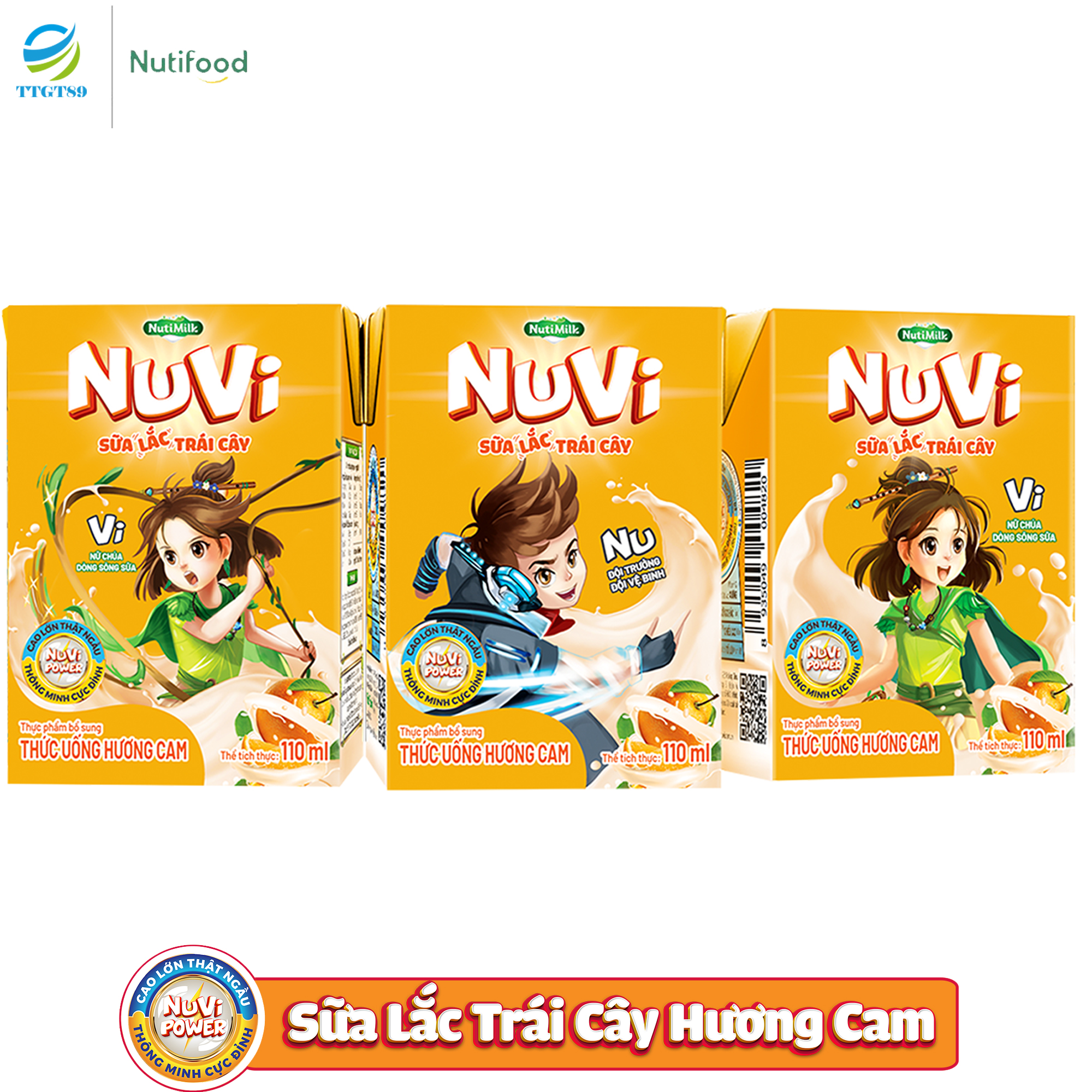 Combo 03 hộp nuvi thức uống hương cam sữa lắc trái cây 110 ml - thương hiệu nutifood - ttgt89