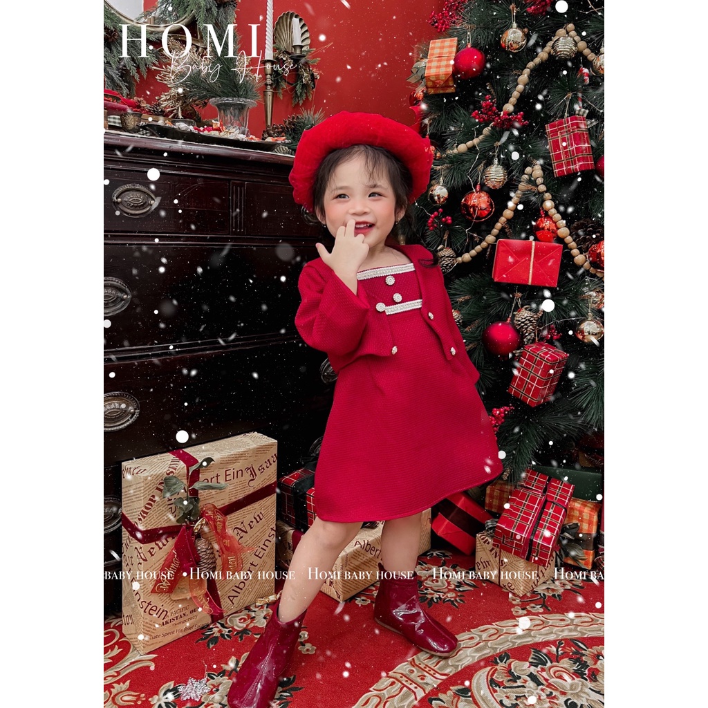 Set váy công chúa cho bé gái Xmas - set váy áo dài tay - đầm Noel Tết cho bé