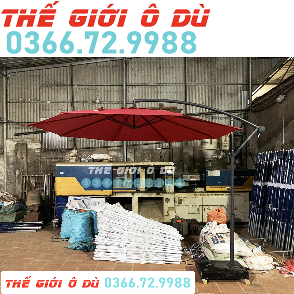 Ô Dù Lệch Tâm Tròn Đường Kính 3M che mưa che nắng (Đã bao gồm chân đế chưa bê tông)