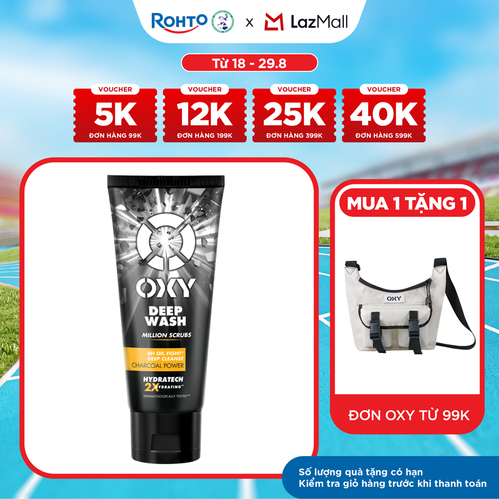 Sữa rửa mặt cho nam Oxy sạch sâu giảm nhờn dạng kem có hạt massage Oxy Deep Wash 100g
