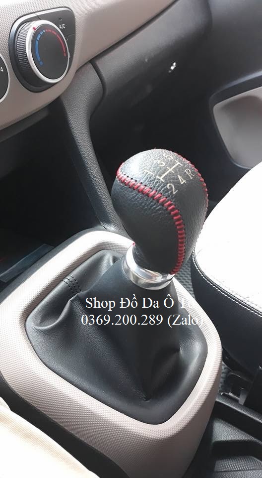 Bao da bọc cần số Hyundai I10 số sàn da bò thật 100% mẫu thiết kế mới khâu thủ công tỉ mỉ