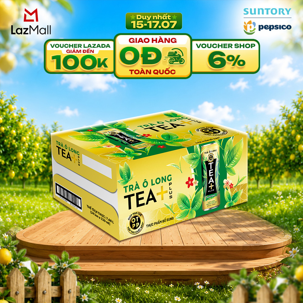[SALE 15.7] Thùng 24 Lon Trà Ô long Tea+ (320 ml/lon)
