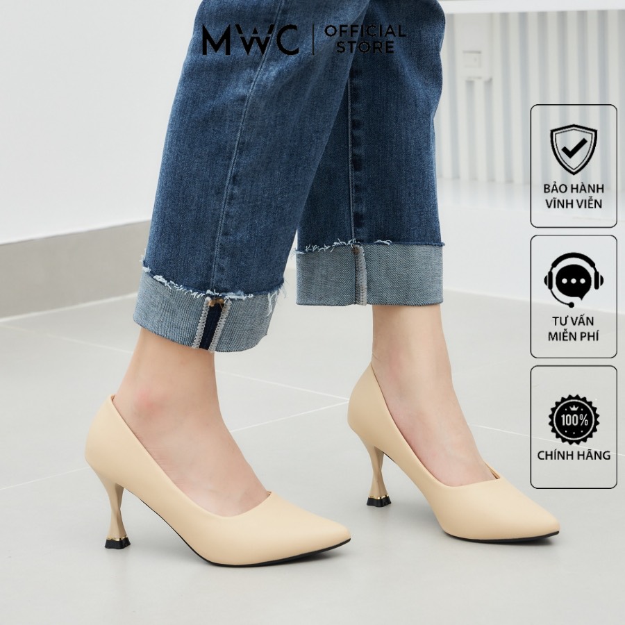 Giày mwc 4218 - giày cao gót gót nhọn 7cm basic trẻ trung thanh lịch