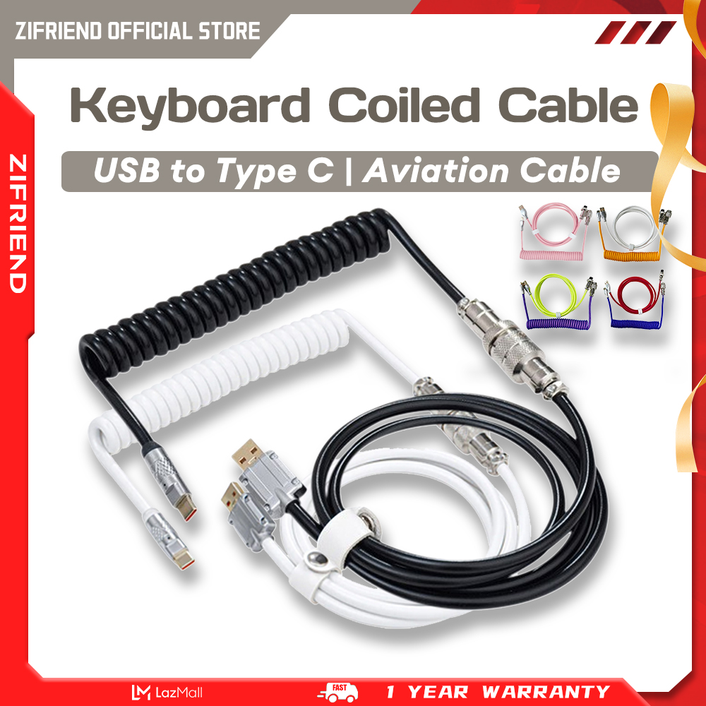 ZIFRIEND Loại C Bàn Phím Cơ Dây cáp xoắn bàn phím USB dây bàn phím cơ Aviator Máy tính để bàn Đầu dây nối hàng không