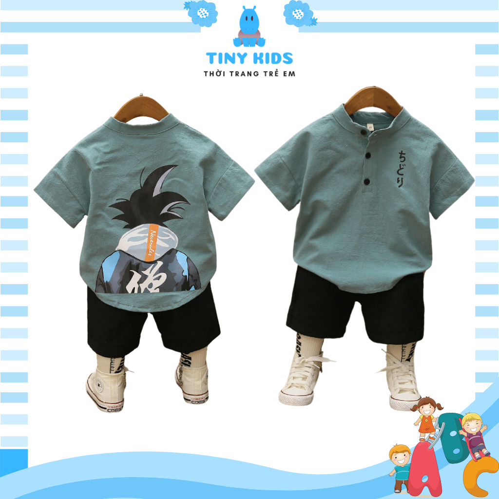 Bộ cộc tay cho bé trai, Đồ bộ bé trai chất đũi xước cao cấp cho bé từ 6-27kg