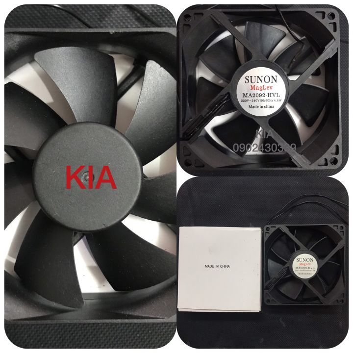 Quạt tủ lạnh aqua ac220-240v-4.6w sunon 2 dây,7 cánh, kt 9cmx9cm