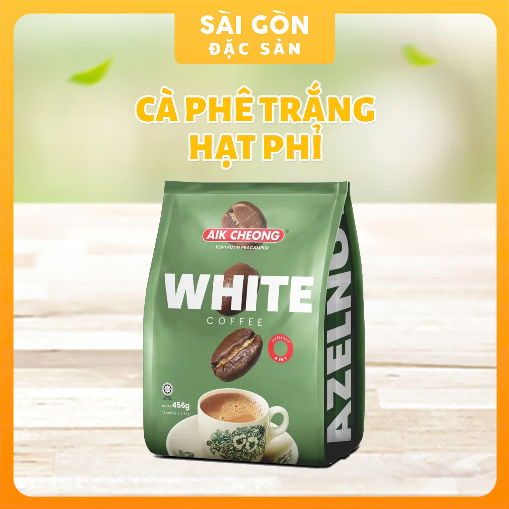 Cà phê trắng hạt phỉ 4 trong 1 aik cheong