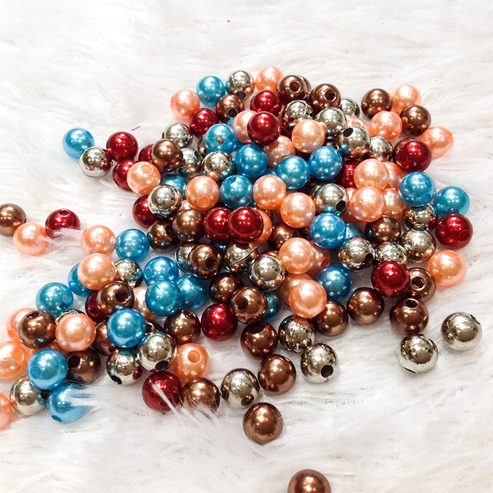 50 hạt cườm nhựa ngọc trai hỗn hợp nhiều màu size 8mm siêu đẹp làm trang sức trang trí handmade