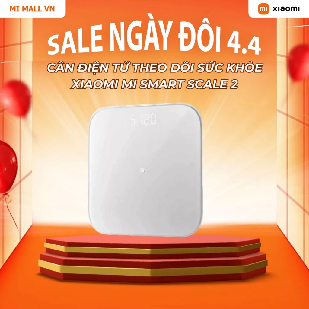 Cân Điện Tử Theo Dõi Sức Khỏe Xiaomi Mi Smart Scale 2 | Màn hình LED | Kính cường lực bền đẹp