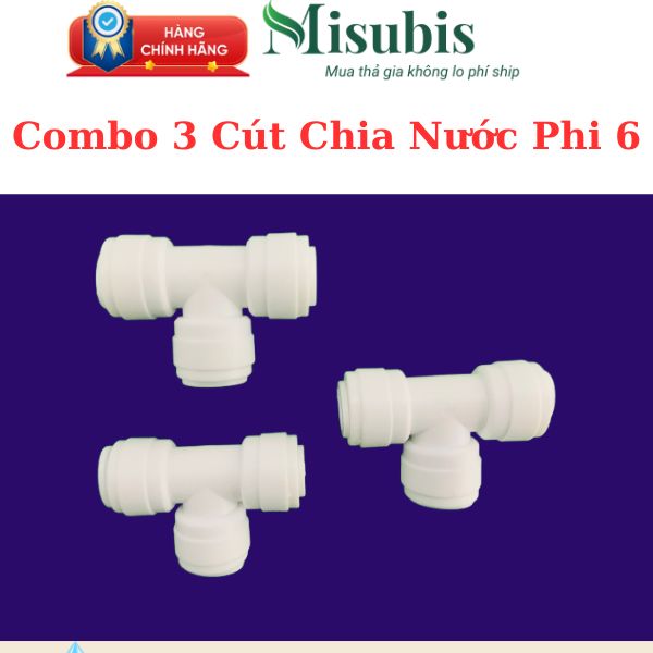 Combo 3 cút chữ t chia nước phi 6 ,cút chữ t chia nước phi 6