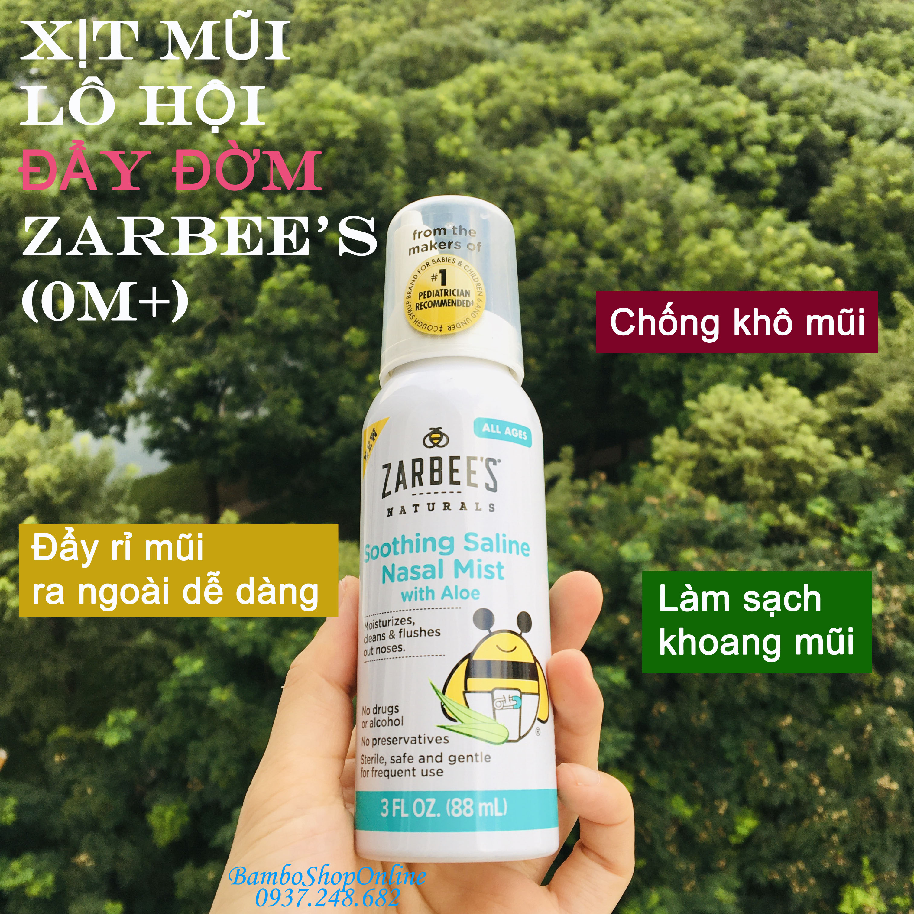 Xịt mũi lô hội đẩy đờm Zarbee's