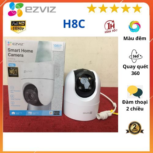 Camera ngoài trời ezviz h8c, h8 pro 5mp - quay quét 360 - đàm thoại 2 chiều - có màu đêm - hàng chính hãng