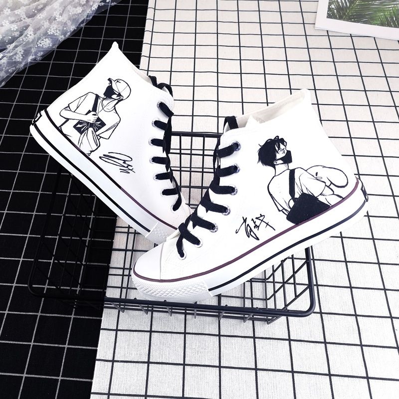 Amazon.com: Ninja Village Canvas Shoes Hand Painted Anime Custom High Top  for Men Sasuke : Handmade Products
