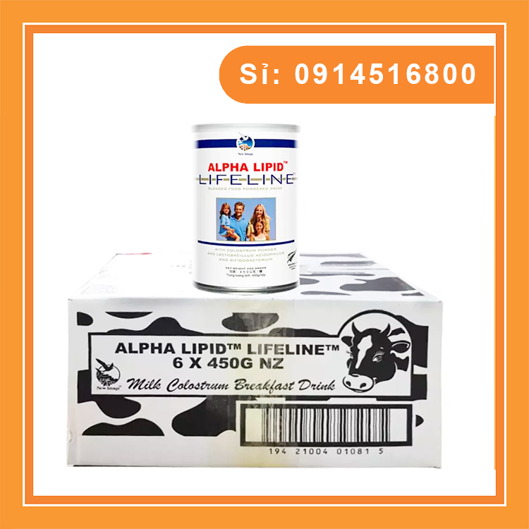 Combo 1 thùng 6 lon Sữa non Alpha Lipid Lifeline New Zealand 450g nguyên mã