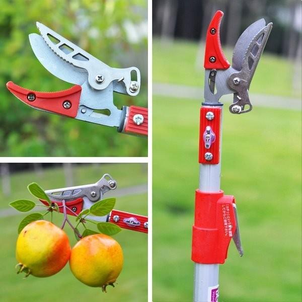 KÉO HÁI QUẢ - KÉO CẮT CÀNH TRÊN CAO DÀI 4 mét - Gậy hái hoa quả,sào cắt quả  trên cao kết hợp cưa cành cây-Kẹp không làm rơi quả