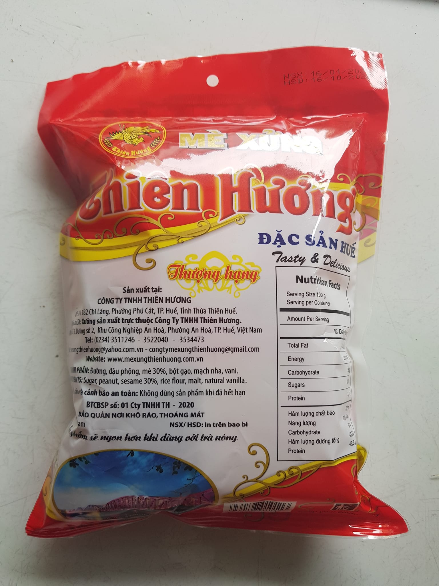 Sản phẩm Tết Đặc Sản Huế Mè xửng Thiên Hương Huế  Mè xửng nhiều miếng nhỏ túi 220gram