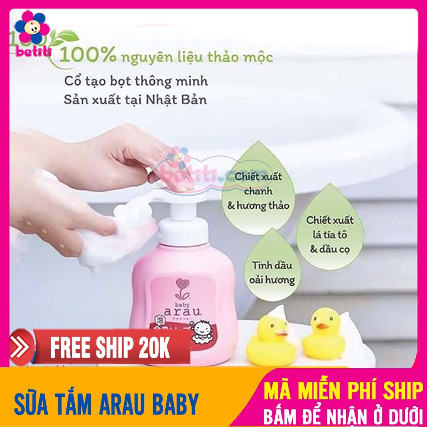 [Hoàn tiền 6%] Sữa Tắm Gội Cho Bé ARAU BABY 450ml, Chiết Xuất Từ Thảo Mộc Tự Nhiên, An Toàn, Lành Tính Cho Da Bé Yêu - Tắm Gội Cho Bé Arau, Sữa Tắm Toàn Thân Cho Trẻ Sơ Sinh, Sữa Tắm Lành Tính Cho Bé, Tắm Gội Cho Trẻ Nhỏ BETITI - Sua Tam Goi Arau