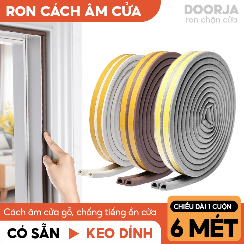 6m Ron Cách Âm Chặn Khe Cửa Gioăng Khung Cửa Chống Công Trùng Chống Bụi Chữ E DOORJA