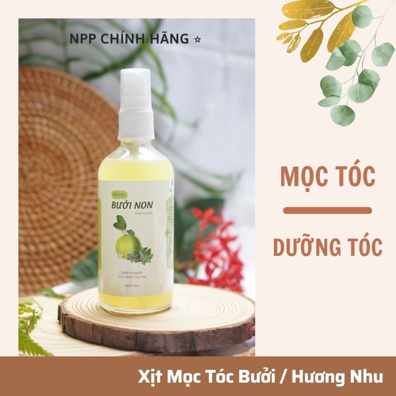 Xịt tóc bưởi non/ xịt tóc vỏ bưởi & hương nhu giúp kích thích mọc tóc, nuôi dưỡng tóc mượt mà, chắc khỏe 100ml -