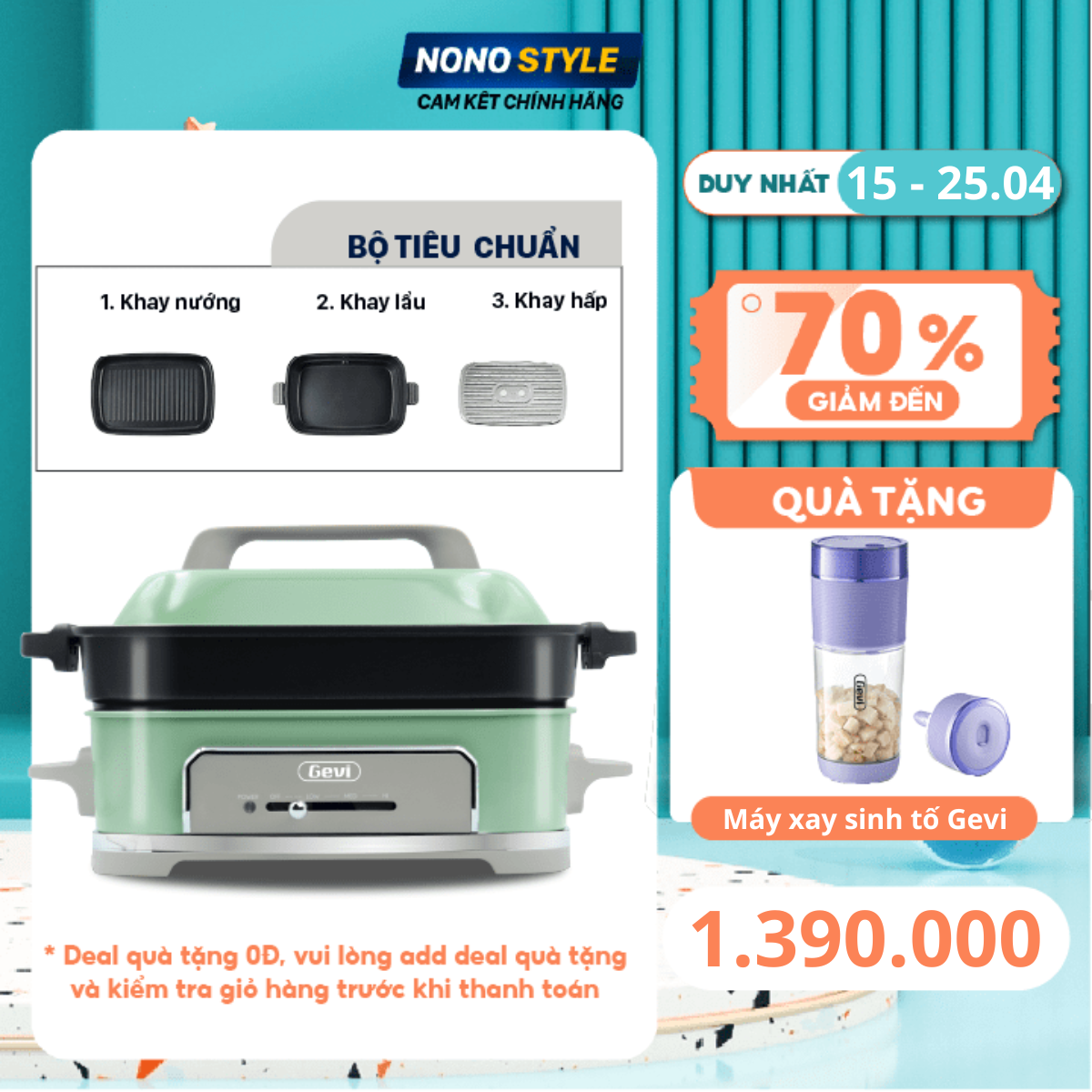 Nồi lẩu điện đa năng gevi, nồi lẩu nướng hấp đa năng 3 trong 1, dung tích 3l, công suất 1400w, bảo hành 12 tháng lsg giao nhanh 4hl