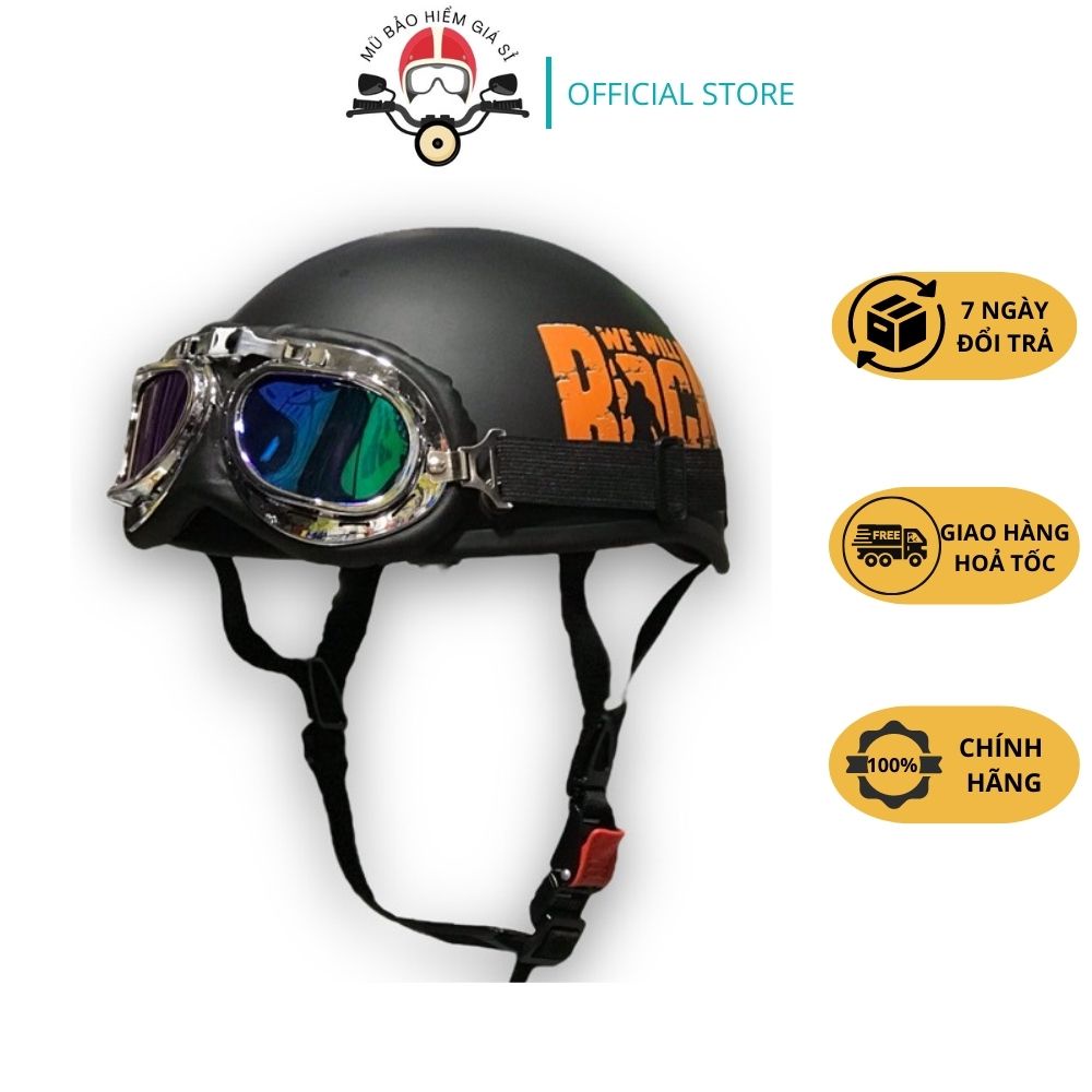 Mũ bảo hiểm nửa đầu CAMRY, nhiều họa tiết cute, nón 1/2 cao cấp kèm kính phi công, kính UV, Freesize (55-59cm)