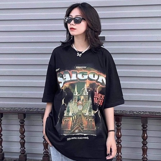Áo thun hades saigon spirit black nam nữ áo thun tay lỡ hades sài gòn full tag full tag