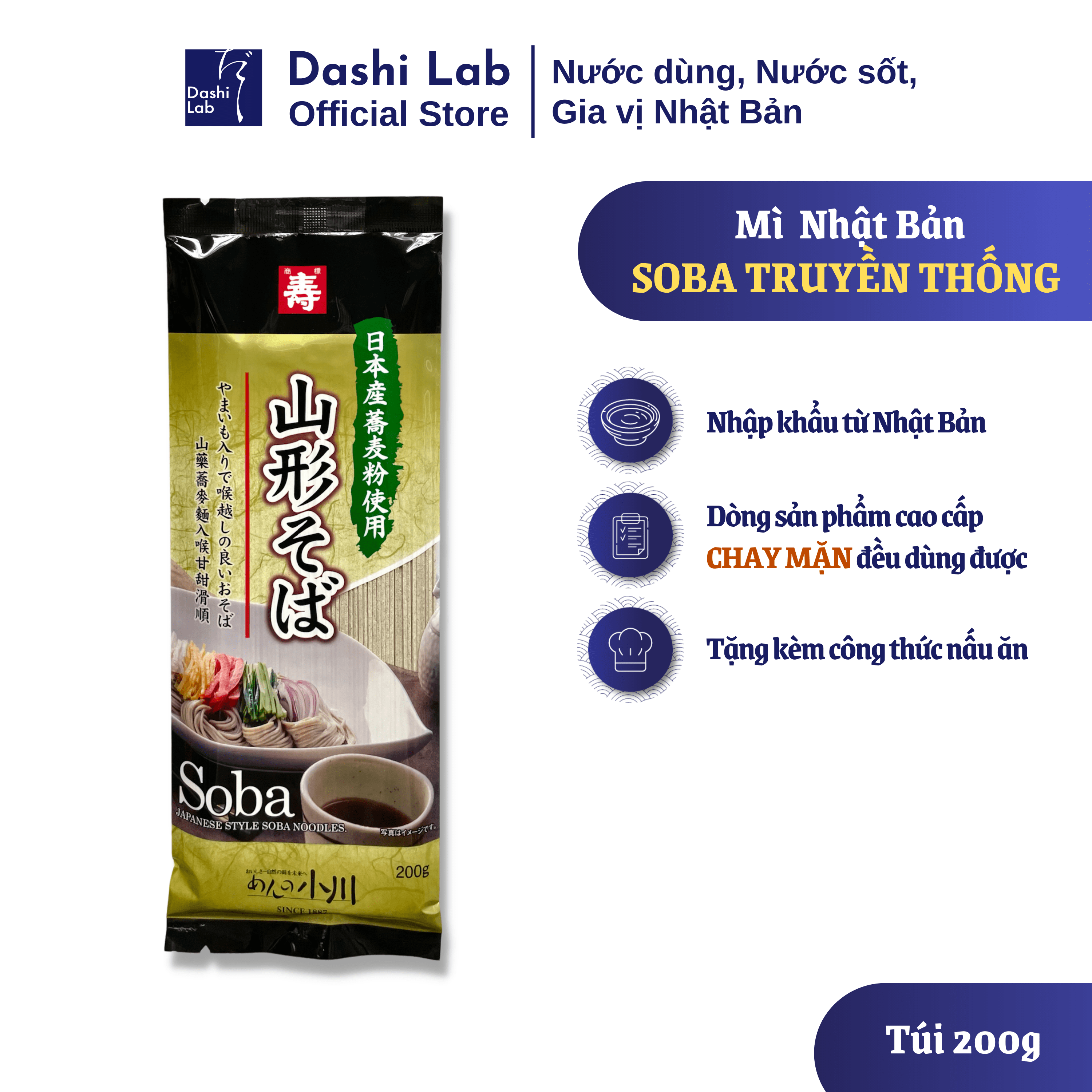Mì Soba kiều mạch truyền thống Nhật Bản cao cấp Ogawa Seimen 200g