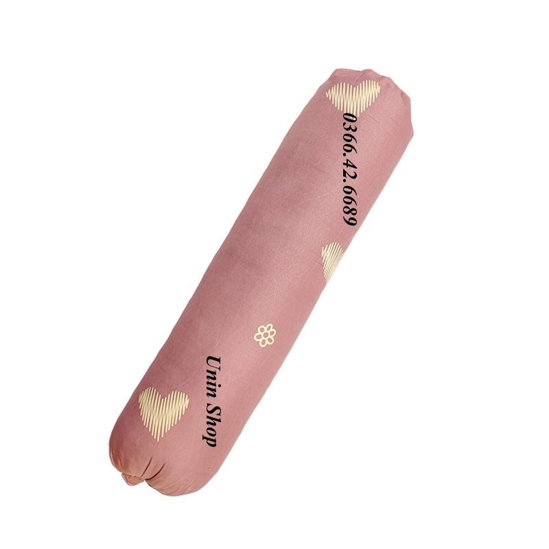 (Deal giá rẻ) Vỏ gối ôm poly cotton mẫu Kẻ Tim Hồng, áo gối dài nhiều mẫu đẹp, bao gối ôm người lớn 30x100cm có dây dù rút kéo