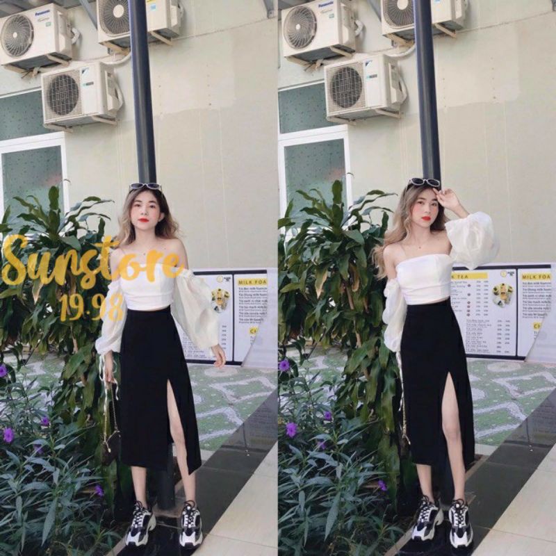 chân váy umi xẻ tà có lót trong