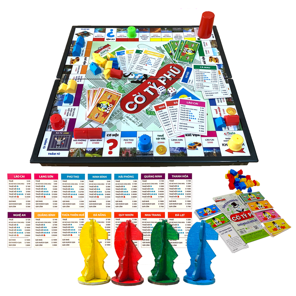 Cờ Tỷ Phú - Monopoly - bàn NHỰA cao cấp 42 x 42cm - Trò chơi rèn luyện tư duy tài chính, Muốn con giỏi đầu tư - Hãy dạy bé chơi cờ tỷ phú